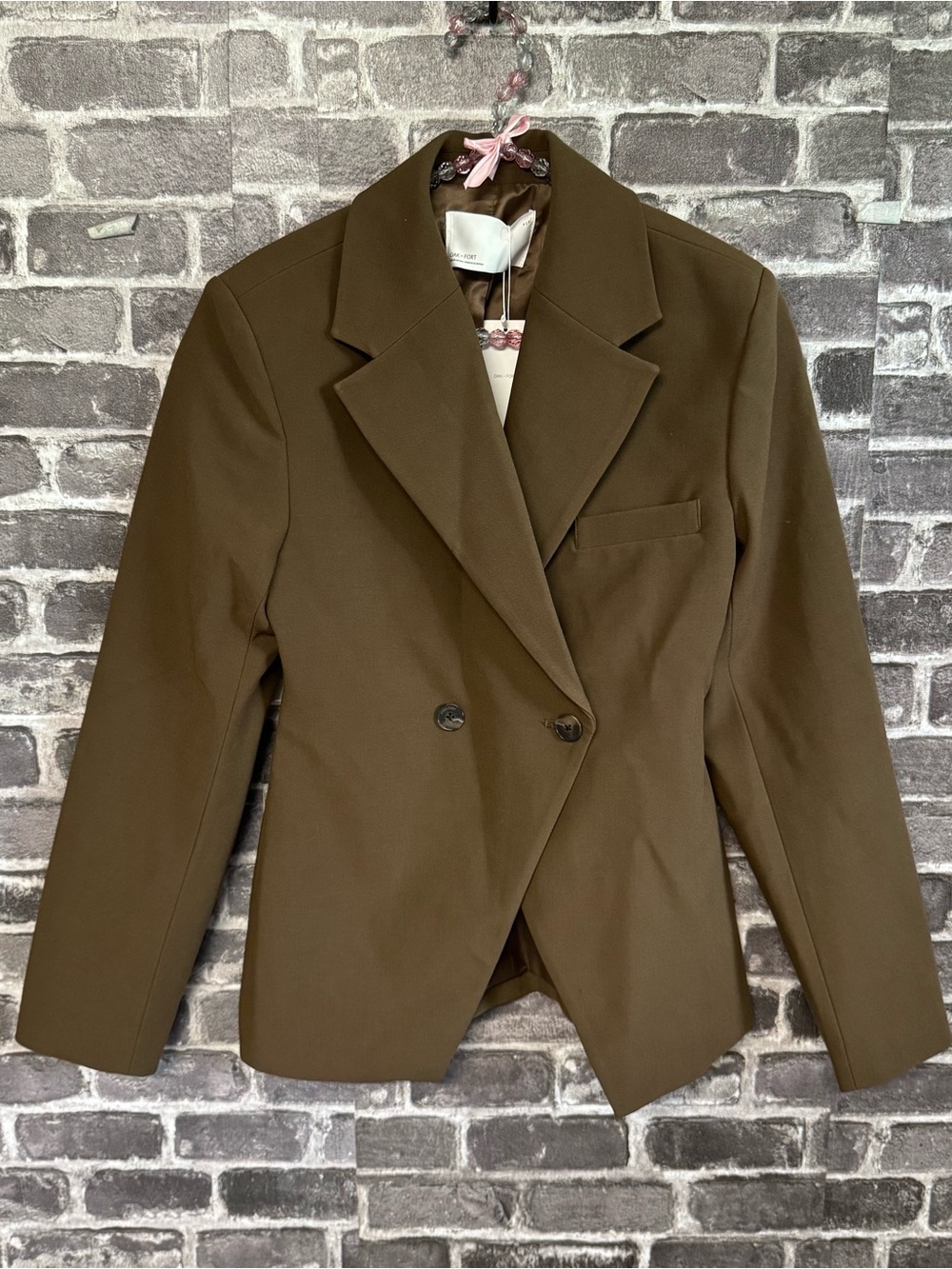 NWT Oak + Fort blazer Brown one button closure jacket